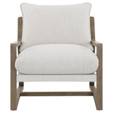 Geneva Boucle Upholstered Wood Arm Accent Chair Sand